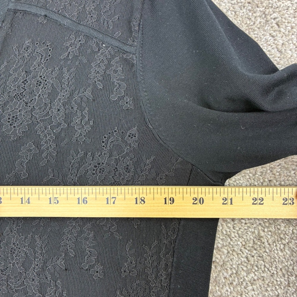 Doncaster Collection Black Silk Lace Inset Sheath Dress Size L Gothic Romantic - Picture 4 of 10